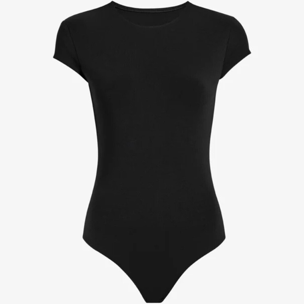 Commando Butter Luxe Bodysuit Women's XS Black Cap Sleeve Crew Neck RED1184